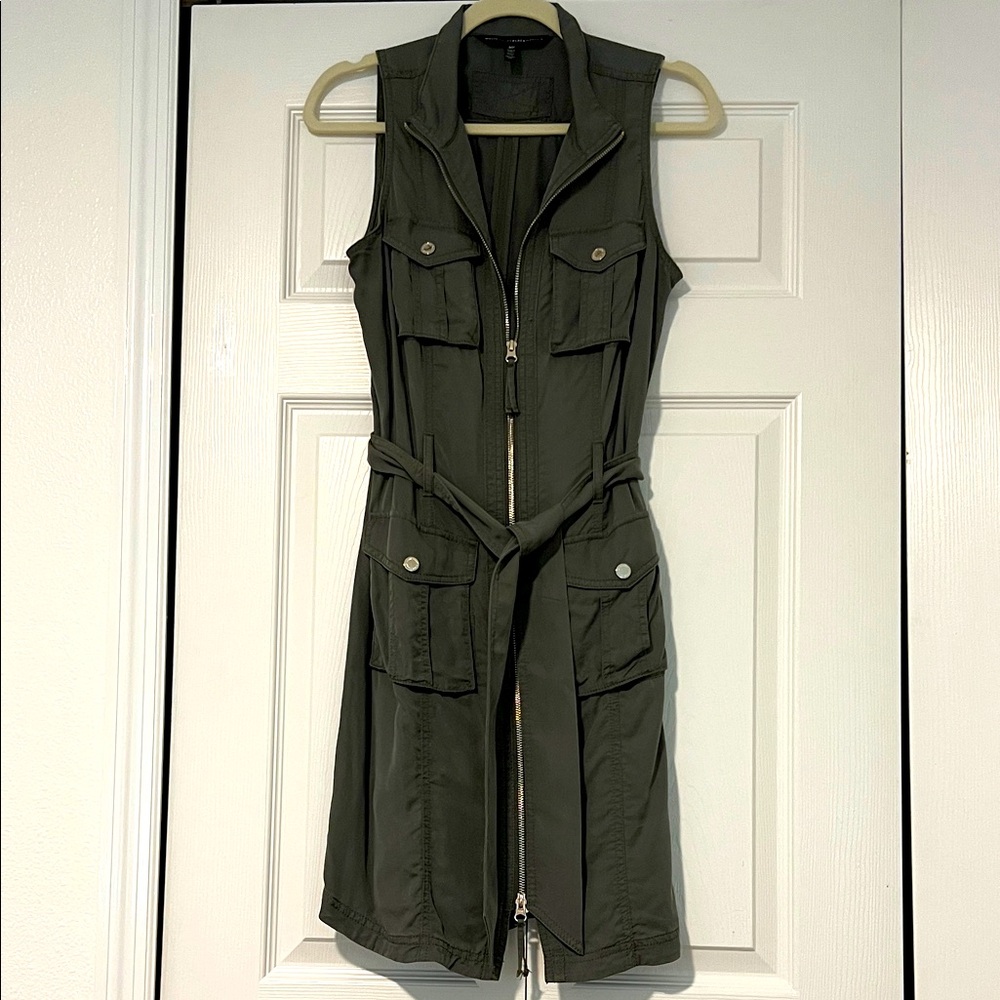 White House Black Market Green Cargo Utility Dress size Medium Petite